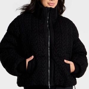 All In Motion Women's Black Cable Knit Bomber Jacket